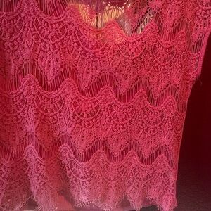 Chloe K Bright Pink Lace Blouse